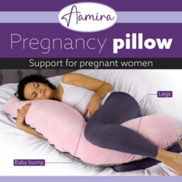 Aamira L Shaped Pregnancy Pillow Pink & Dark Grey, 145X55X20Cm Shredded Memory Foam Full Body Maternity Cushion For Sleeping - thumbnail 2