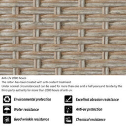 Fenchilin Garden Sofa Set Rattan Patio Furniture Sofa With Table, Stools Lounge Set Khaki - thumbnail 4