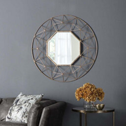 Agenzia 14 Modern 3D Gold Metal Frame Round Mirror 88.5Cm Diameter - thumbnail 5