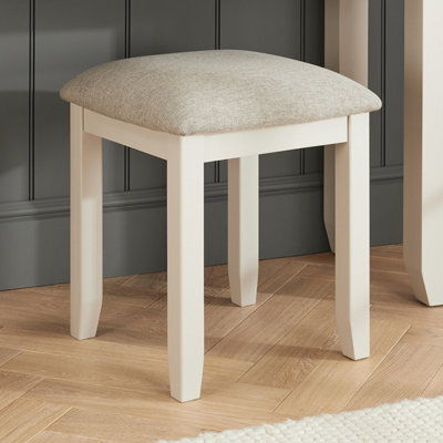 The Furniture Market Cheshire Dove Grey Painted Dressing Table Stool With Natural Fabric Seat - image 1