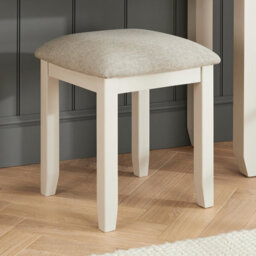 The Furniture Market Cheshire Dove Grey Painted Dressing Table Stool With Natural Fabric Seat - thumbnail 1
