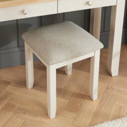 The Furniture Market Cheshire Dove Grey Painted Dressing Table Stool With Natural Fabric Seat - thumbnail 2