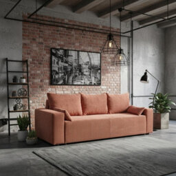 Sofa Bed With Storage Wooden Legs Polyurethane Foam Wave Springs Upholstered Living Room Sofa Pink - thumbnail 2