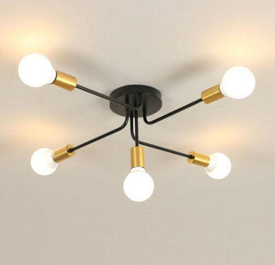 Modern Ceiling Light 5 Lights Sputnik E27 Black Metal Chandelier - image 1