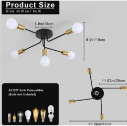 Modern Ceiling Light 5 Lights Sputnik E27 Black Metal Chandelier - thumbnail 2