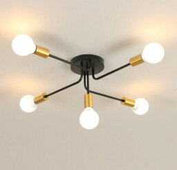 Modern Ceiling Light 5 Lights Sputnik E27 Black Metal Chandelier - thumbnail 1