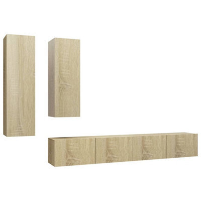 Berkfield Modern 4 Piece Tv Cabinet Set Sonoma Oak Engineered Wood - image 1