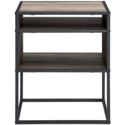 Urbn-Living Urbnliving Grey 51Cm Width Industrial Modern Square Open Shelf Storage Sofa Side End Night Stand Table - thumbnail 5