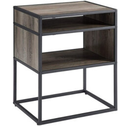 Urbn-Living Urbnliving Grey 51Cm Width Industrial Modern Square Open Shelf Storage Sofa Side End Night Stand Table - thumbnail 4