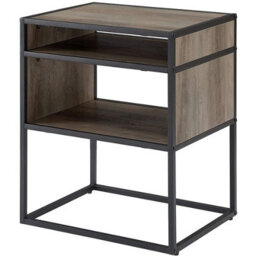 Urbn-Living Urbnliving Grey 51Cm Width Industrial Modern Square Open Shelf Storage Sofa Side End Night Stand Table - thumbnail 3