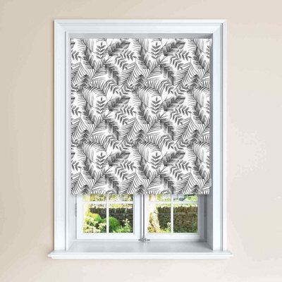 Lister Cartwright Monochrome Palm Leaf Blackout Roller Blinds Easy Fit Child Safety Included (180 X 140 Cm) - image 1