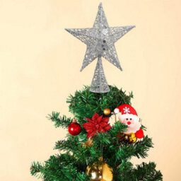 Living And Home Silver Glittered Wrought Iron Christmas Tree Topper Xmas Star Ornament Home Decor 20Cm W X 30Cm H - thumbnail 2