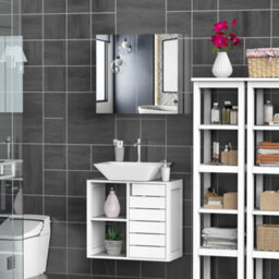 Homcom Bathroom Cabinet Double Door Wall Mounted Mirror Stainless Steel - thumbnail 7
