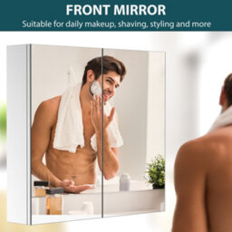 Homcom Bathroom Cabinet Double Door Wall Mounted Mirror Stainless Steel - thumbnail 4