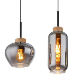 Luminosa Lighting Luminosa Matt Bar Pendant Ceiling Light Matt Black Smoke Glass Shade 4X E27 - thumbnail 4
