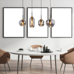 Luminosa Lighting Luminosa Matt Bar Pendant Ceiling Light Matt Black Smoke Glass Shade 4X E27 - thumbnail 5