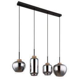 Luminosa Lighting Luminosa Matt Bar Pendant Ceiling Light Matt Black Smoke Glass Shade 4X E27 - thumbnail 2