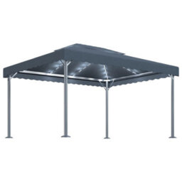 Berkfield Gazebo With Led String Lights 400X300 Cm Anthracite Aluminium - thumbnail 2