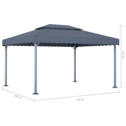 Berkfield Gazebo With Led String Lights 400X300 Cm Anthracite Aluminium - thumbnail 9