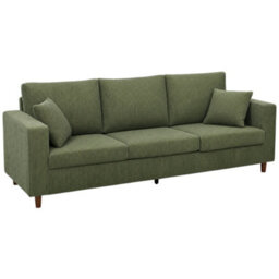Homcom 3 Seater Sofa With Wide Seat, Corduroy Upholstered, Green - thumbnail 2