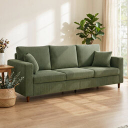 Homcom 3 Seater Sofa With Wide Seat, Corduroy Upholstered, Green