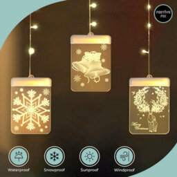 Festive Fix Christmas Window Light 54 Led 3D Square Pendant Usb Powered Water-Resistant String Lights Indoor & Outdoor Xmas Decor - thumbnail 9