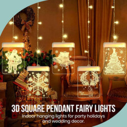 Festive Fix Christmas Window Light 54 Led 3D Square Pendant Usb Powered Water-Resistant String Lights Indoor & Outdoor Xmas Decor - thumbnail 8