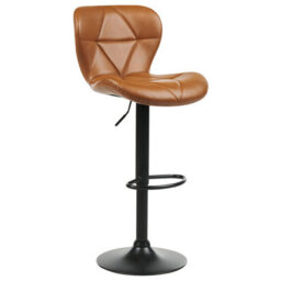 Wyld And Coco Luxeliving Set Of 2 Golden Brown Faux Leather Swivel Bar Stools, Adjustable Height - thumbnail 5