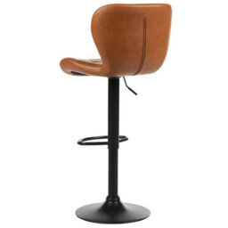 Wyld And Coco Luxeliving Set Of 2 Golden Brown Faux Leather Swivel Bar Stools, Adjustable Height - thumbnail 6