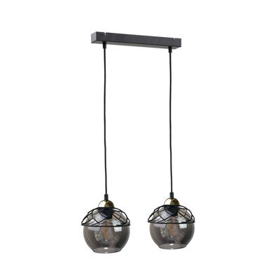 Luminosa Lighting Luminosa Mera Bar Pendant Ceiling Light Black, 50Cm, 2X E27