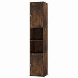 Rustic Oak Tall Bathroom Storage Cabinet 2 Door Mdf Freestanding - thumbnail 6