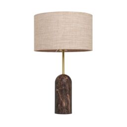 Inlight Mascardi Round Printed Matt Brown & Natural Marble Effect Table Lamp - thumbnail 2