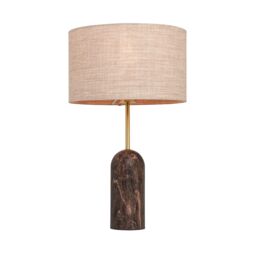 Inlight Mascardi Round Printed Matt Brown & Natural Marble Effect Table Lamp - thumbnail 6