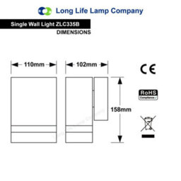 Long Life Lamps Company Modern Outdoor Single Wall Light Zlc335B - thumbnail 2