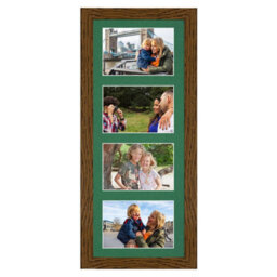 AK Frames 50X20Cm Dark Oak Modern Multi Photo Frame With Emerald Mount - Holds 4 Apertures (4X) 6X4 Photos - thumbnail 1