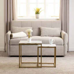 Seconique Dallas Nest Of Two Tables Marble Effect And Gold Tone Metal Finish - thumbnail 3