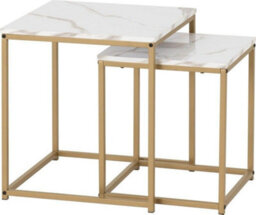 Seconique Dallas Nest Of Two Tables Marble Effect And Gold Tone Metal Finish