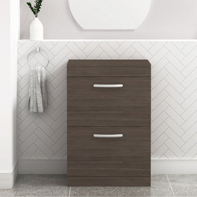 Royal Bathrooms Turin 600mm Grey Elm Floor Standing Worktop Vanity Unit - 2 Drawer - image 1