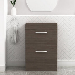 Royal Bathrooms Turin 600mm Grey Elm Floor Standing Worktop Vanity Unit - 2 Drawer - thumbnail 1