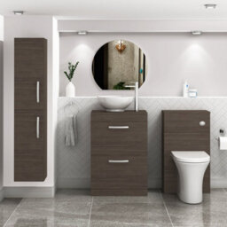 Royal Bathrooms Turin 600mm Grey Elm Floor Standing Worktop Vanity Unit - 2 Drawer - thumbnail 2