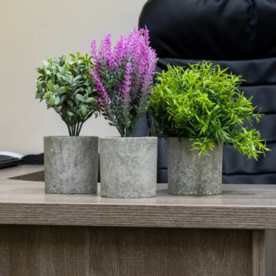 Woodside Pack Of 3 Mini Potted Artificial Indoor Plants For Home And Office - image 1