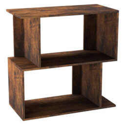 Urbn-Living Urbnliving 60Cm Width Rustic Brown 2-Tier Bookcase Irregular Storage Shelf Wooden Shelving Display Organiser Unit - thumbnail 2