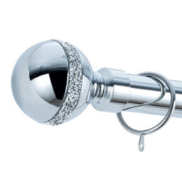A.unique Home Diamante Ball Metal Extendable Curtain Pole With Rings And Fittings (25/28mm) - Nickel, 120Cm - 220Cm Approx - thumbnail 3