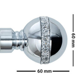 A.unique Home Diamante Ball Metal Extendable Curtain Pole With Rings And Fittings (25/28mm) - Nickel, 120Cm - 220Cm Approx - thumbnail 2