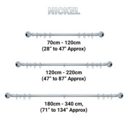 A.unique Home Diamante Ball Metal Extendable Curtain Pole With Rings And Fittings (25/28mm) - Nickel, 120Cm - 220Cm Approx - thumbnail 6