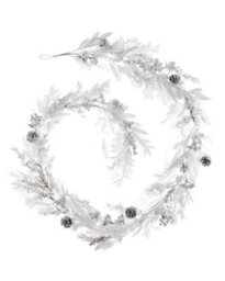Werchristmas White Pre-Lit Garland With Pinecones And Berries 9 Ft - thumbnail 1