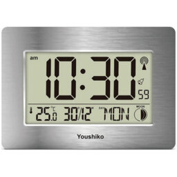 Youshiko Radio Controlled Lcd Wall Mountable And Desk Clock ( Silver ) - thumbnail 1