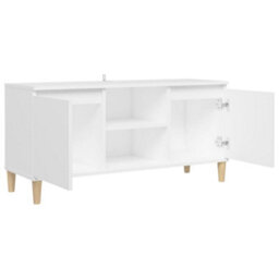 Berkfield Tv Cabinet With Solid Wood Legs White 103.5X35X50 Cm - thumbnail 7