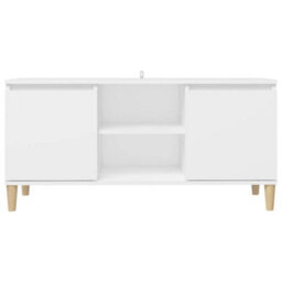Berkfield Tv Cabinet With Solid Wood Legs White 103.5X35X50 Cm - thumbnail 5