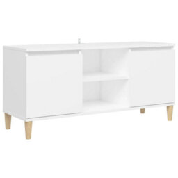 Berkfield Tv Cabinet With Solid Wood Legs White 103.5X35X50 Cm - thumbnail 2